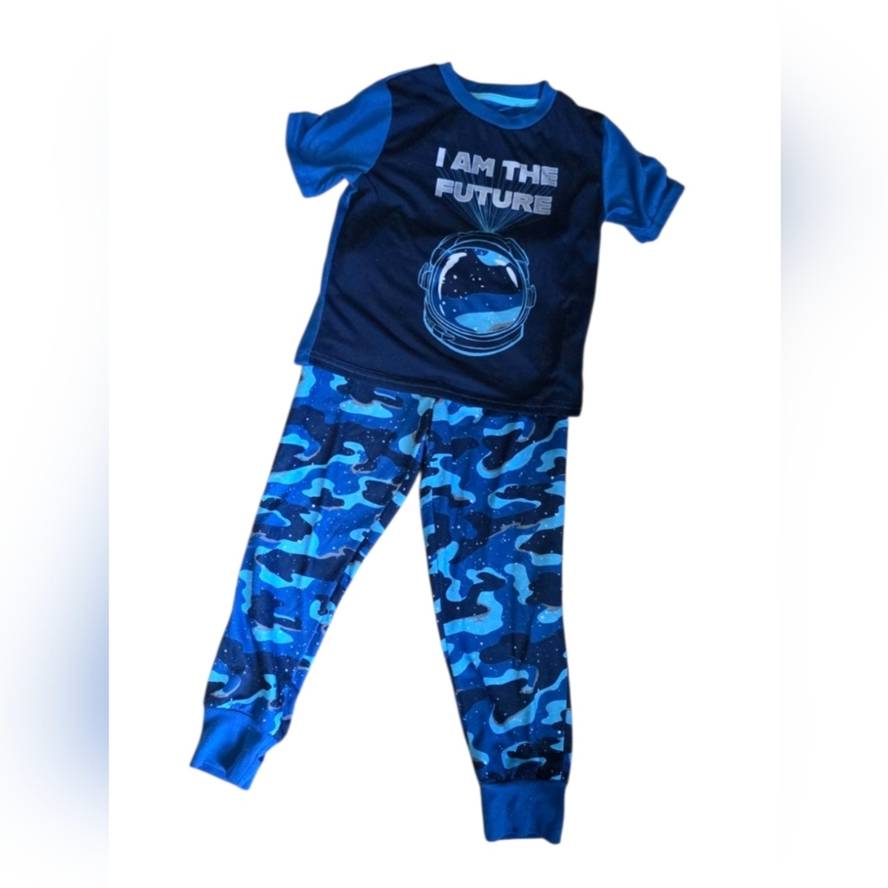 🌎 Blue Kids Pajamas with Astronaut Design Sz 6/7